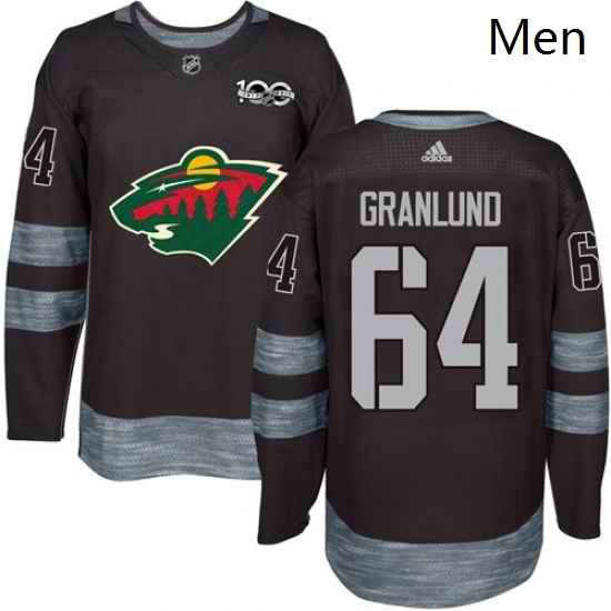 Mens Adidas Minnesota Wild 64 Mikael Granlund Authentic Black 1917 2017 100th Anniversary NHL Jersey